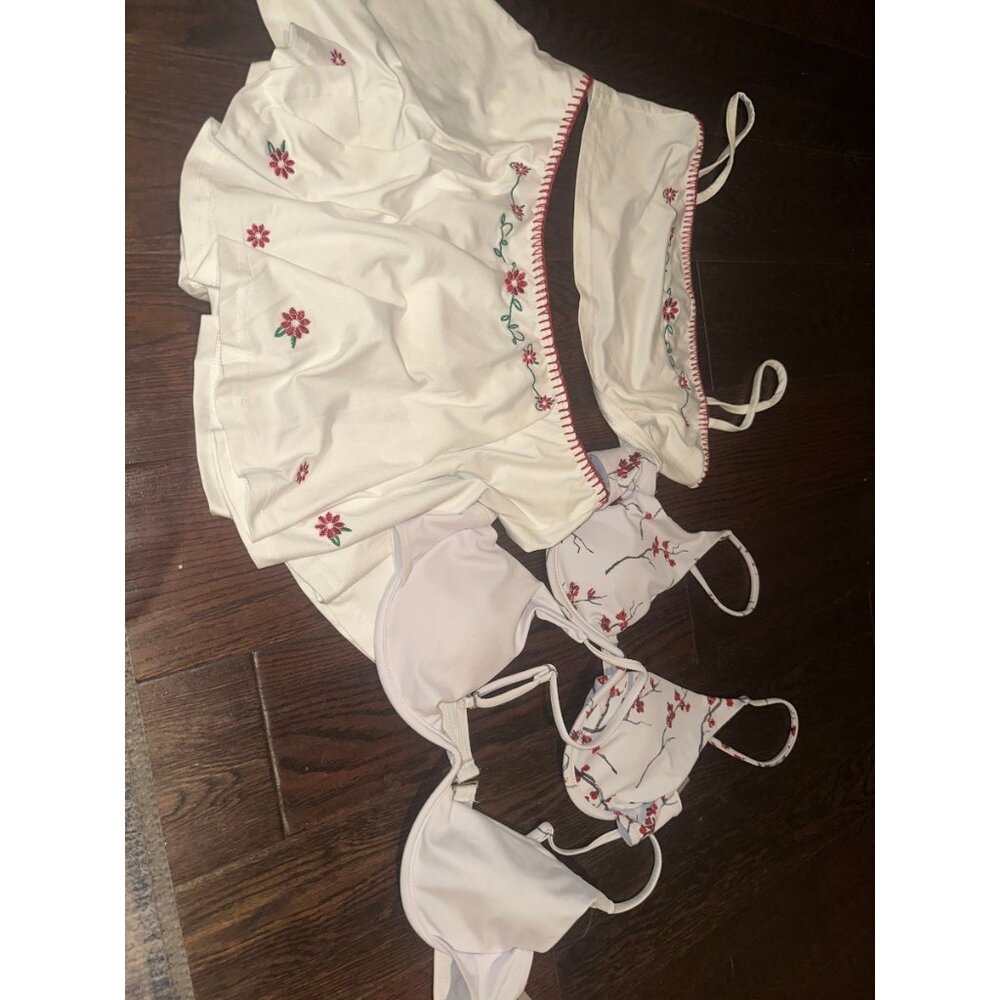 Boho Swim & Resort Wear Bundle White Floral Set & Bikini
